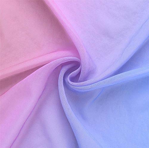 Yancorp Sheer Curtain Semi Bedroom Curtains 63 inches Length Linen Blue Beige Ombre Curtains Rod Pocket Drapes Girls Living Room Mermaid Bedroom Nursery Kids Window Decor, 1 Panel(Blue Beige,52"x63")