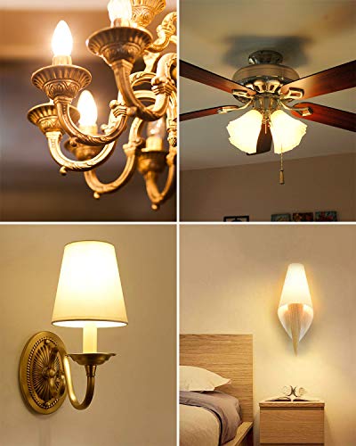 Lepro E12 LED Candelabra Light Bulbs, 5.5 watt, 40 watt Equivalent C37 B11 Ceiling Fan Bulb Chandelier Bulbs, 2700 Kelvin Warm White Type B Small Base Candle Lights, Frosted Plastic Shell, 3-Pack