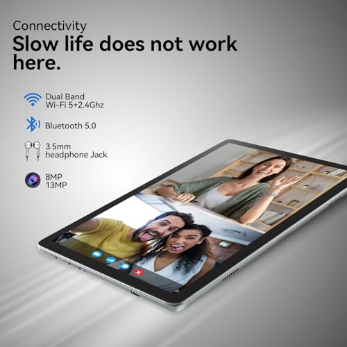 2024 Tablet 10.1 Inch 2 in 1 Android Tablet with keyboard Octa-Core 8(4+4 Virtual)+128GB Storage 1TB Expandable, 13+8MP Camera, Newest Tablets PC with Case Mouse Stylus Support 5G WiFi, IPS FHD Screen