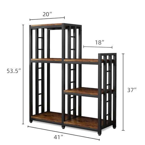 6-Tier Kitchen Bakers Rack Storage Shelf with Wheels, Utility Plant Stand/ Mini Fridge & Microwave Oven Stand Table, Coffee Bar, Adjustable Kitchen Shelves Freestadning for Home Office Patio