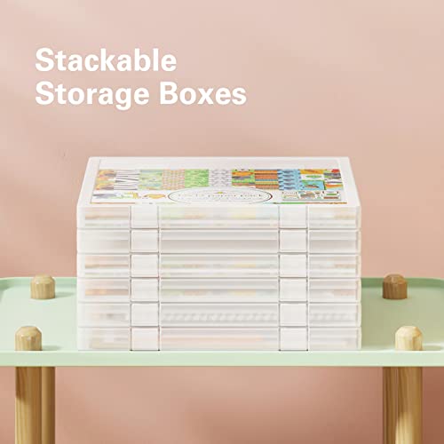 iBune 4 Pack 12x12 Scrapbook Paper Storage, Plastic Storage Organizers Craft Storage Box, Art Supply Puzzle Storage Box, Inner Size 12.2 x 12.2 x 0.85 in