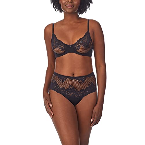Le Mystere Women's Lace Allure Unlined Wired Bra - Black, 38E