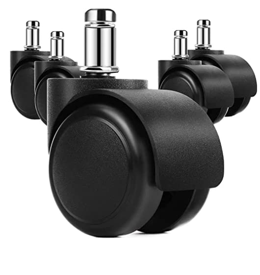 Office Chair Wheels Brozigo Chair Wheels Replacement 5-Pack, Office Chair Casters Heavy Duty Replacement for Hardwood Floors and Carpet, 2 inch Fits 99%, Black