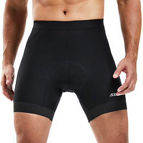 Souke Sports Men's Cycling Underwear Shorts 4D Padded Bike Bicycle MTB Liner Shorts with Anti-Slip Leg Grips Black