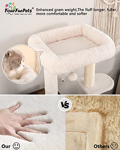 FourFurPets Multipurpose Litter Box Enclosure, Cat Tree and Condo, Side Table, with Large Platform, Cat House, Full Sisal Posts, Removable Washable Cushion, Rustic Brown