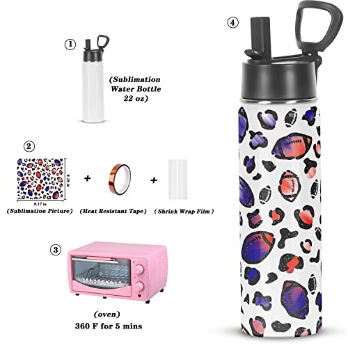 Draheri Sublimation Sports Water Bottle blanks, 22 Oz Sublimation Tumblers, Double Wall Stainless Steel Sports Water Bottle Flask with Portable Handle, Individually Boxed (8 Pack)