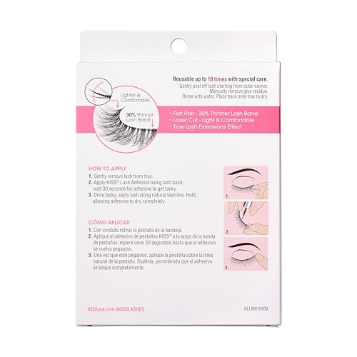 KISS Lash Couture LuXtensions Collection False Eyelashes Multipack, Flat Lash Technology, Super Slim Lash Band, Real Lash Extension Fibers, Reusable Strip Lashes, 'Volume Full Set', 4 Pairs