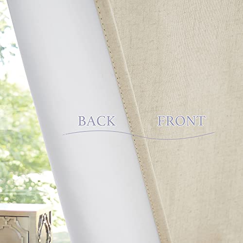 RYB HOME French Door Blinds 80 inch Length, Room Darkening Energy Smart Window Curtains for Patio French Door Window, W34 x L80 inch, Beige, 1 Panel