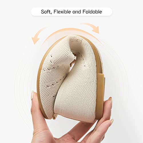 Women’s Flats Shoes Dress Shoes for Women Ballet Flats Dressy Comfortable Pointed Toe Flats Foldable Flats(Beige.us5)