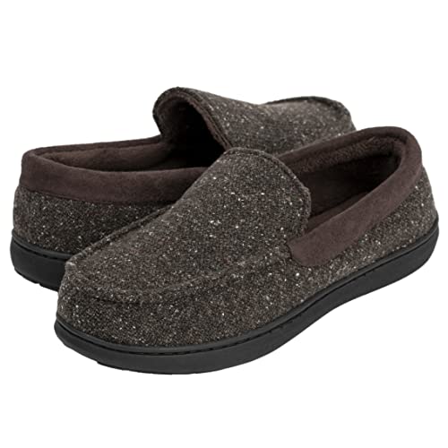EUXTERPA Men's Moccasins Slippers Indoor Outdoor Classic Comfy Warm Soft Memory Foam Slippers Moccasin Shoes for Husband,Dad,Brother Anti-Slip Outsole Brown