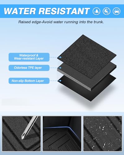 Powerty Cargo Liner & Backrest Mat for 2018-2024 Chevrolet/Chevy Equinox Accessories Rear Trunk Mat Seat Back Cover TPE All Weather Cargo Liner Heavy-Duty Trunk Liners