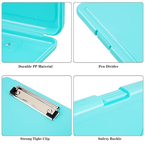 WAVEYU Cute Clipboard with Storage, Plastic Storage Clipboard with Low Profile Clip, Portable Writing Clipboard with Compartment Organizer for Nurses, Lawyers, Students, Classroom, Office,(Yellow)