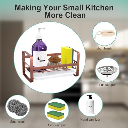 VANTEN Kitchen Sink Caddy Sponge Holder, Sponge Holder for Kitchen Sink, Sink Organizer, Soap Dish Dispenser Brush Holder Storage Home & Kitchen Accessories