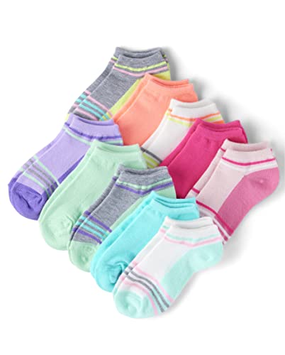 The Children's Place Girls' Ankle Socks, Color Block 10 Pack, 11-13 Years