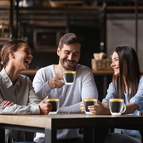 NutriChef Double Walled Glass Espresso Cups - 5.2 Fluid Oz Premium Insulated Borosilicate Glass Coffee Mugs for Hot & Cold Drinks - Dishwasher Safe, Set of 2