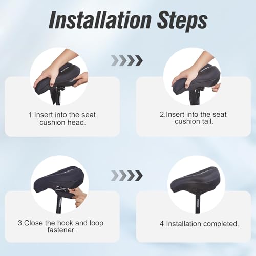 Zacro Bike Seat Cushion - Gel Padded Bike Seat Cover for Men & Women Comfort, Adjustable Velco Secure Bicycle Cushion, Upgraded Installation Fit with Peloton, Indoor & Outdoor Bicycle Saddle(11"x7")