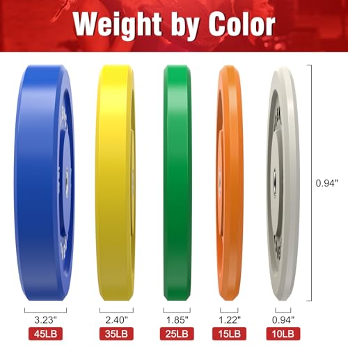 Rendpas Color Olympic Bumper Plates - Elastic and Tough Rubber Weights Plate with Metal Insert, 2-Inch Universal Fit, Ideal for Strength Training and Fitness Workouts-2x10LB