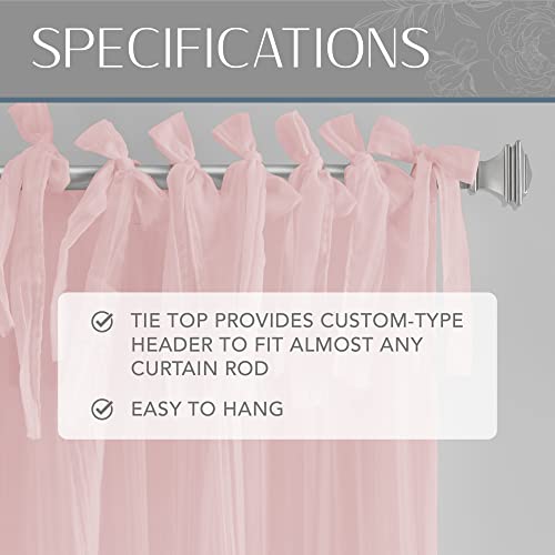 Elrene Home Fashions Jolie Crushed Semi-Sheer Window Curtain, Adjustable Tie-Top Single Panel, 52" x 84" (1 Panel), Blush