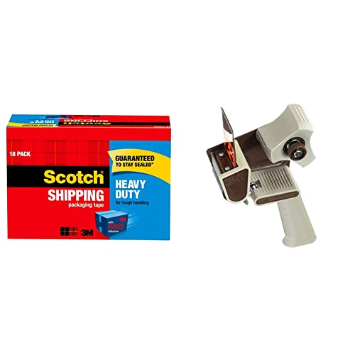Scotch Heavy Duty Packaging Tape, 1.88" x 54.6 yd, Designed for Packing, Shipping and Mailing, Strong Seal on All Box Types, 3" Core, Clear, 18 Rolls (3850-18CP)