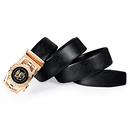 Dubulle Belt for Men Eagle Ratchet Automatic Buckle Designer Emnossed 1 3/8 Leather Gift Business Casual