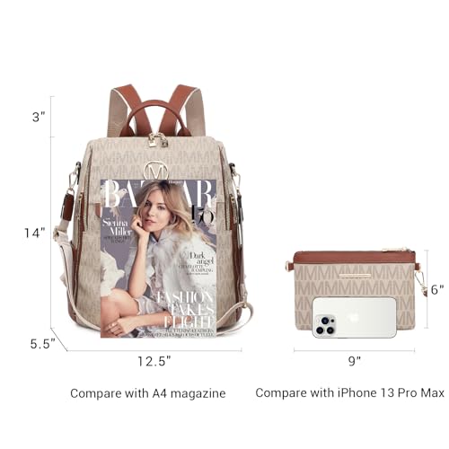 MKP Women Fashion Backpack Purse PU Leather Convertible Medium Ladies Rucksack Travel Shoulder Bags Handbag and Purse 2Pcs