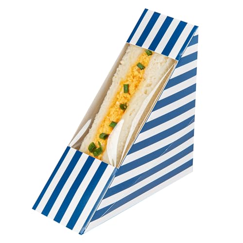 Restaurantware Cafe Vision 4.8 x 2.8 Inch Sandwich Paper Boxes 200 Medium Sandwich Wedge Boxes - With Window Disposable Kraft Paper Triangle Sandwich Containers Grease-Resistant Lining