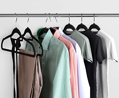 Utopia Home Premium Velvet Hangers 20 Pack - Non-Slip Clothes Hangers with Tie Bar - Black Hangers - Standard Hangers with 360 Degree Rotatable Hook - Heavy Duty Coat Hangers