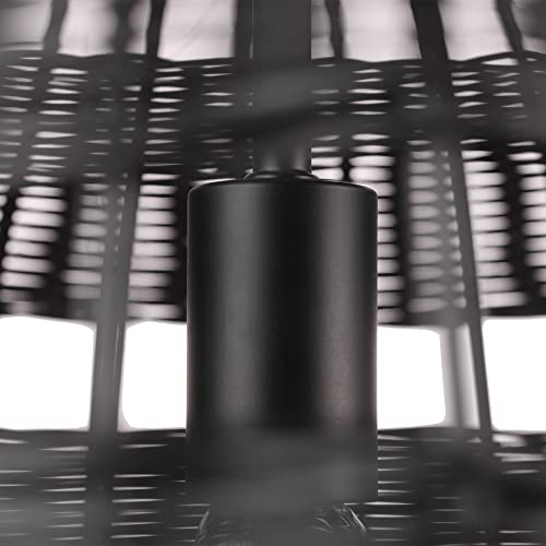 Globe Electric 67000102 2-Light Pendant Light, Matte Black, Black Paper Twine Shade, Black Braided Cord, Pendant Light Fixture, Kitchen Island, Adjustable Height, Home Décor Lighting