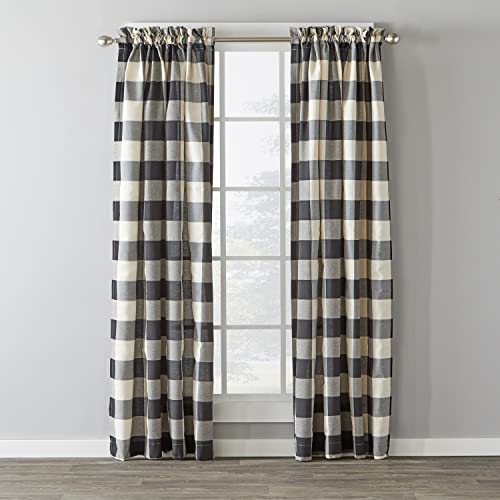 SKL Home Grandin Curtain Panel, 40" x 63", Black/Natural