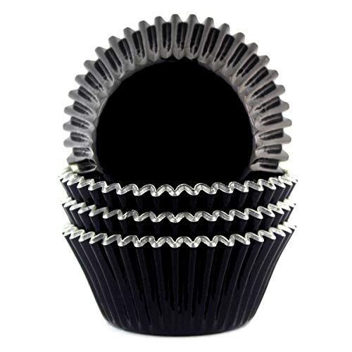 Eoonfirst Foil Cupcake Liners Halloween Party Standard Baking Cups 100 Pcs (Black)