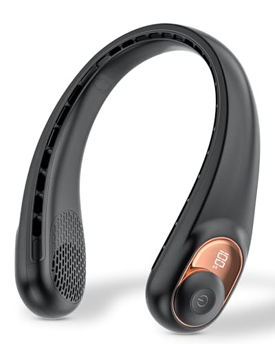 Neck Fan, Personal Fan with LED Display, USB-C Rechargeable, 5200mAh-Battery, 3-Speed Adjustment & Whisper-Quiet Operation, Perfect for Home, Travel, Sports