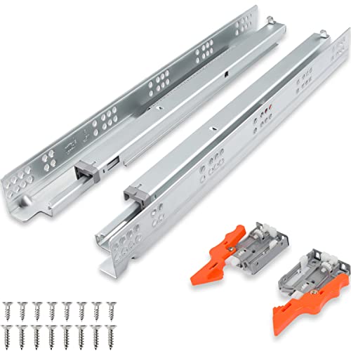 TOUCH Undermount Drawer Slides, Self-Soft Close (1 Pair, 12 Inch 305mm) for 1/2 and 5/8 Inch Side Panel, Kitchen Concealed Drawer Track Guide, Bottom Mount, 75 LB Capacity 3D Adjustable Lock Device.