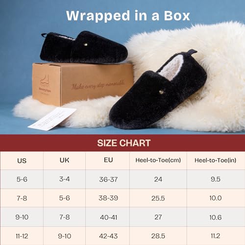 EverFoams Women's Closed-back Slippers Fuzzy Faux Wool Soft Lightweight Non-slip House Shoes Ash Gray, 5-6 US