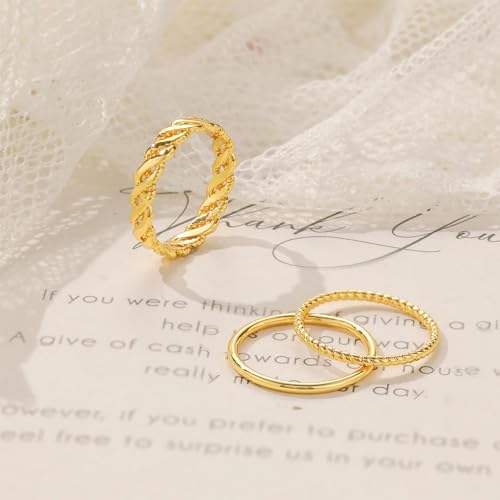 TOBENY Stackable Gold Rings for Women Non Tarnish Trendy 14K Gold Plated Stacking Cubic Zirconia Thin Thumb Ring Set Dainty Promise Wedding Bands Engagement Statement Rings for Women Size 6 7 8 9 10