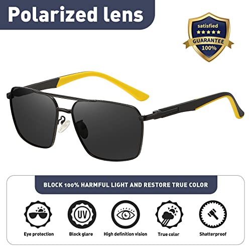KIOYTLIK Trendy Polarized Sunglasses - UV400 Protection, Fashion Aviator Sunglasses for Men Women, Black