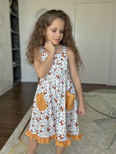 LIFAky Toddler Girl Dress Sleeveless Sunflower Print Sundress with Pockets Summer Outfits Set
