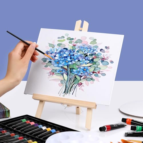 ESRICH 2 Pack 11.8" Wood Easels,Small Tabletop Display Stand,Easel Stand for Painting,Painting Party,Kids Student Tabletop Easels for Painting, Portable Canvas