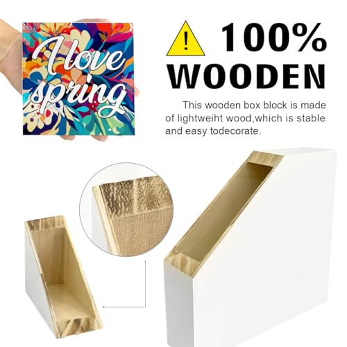 Spring Wooden Desk Sign,Funny Spring Sign,I Love Spring Wood Block Signs Desk Decor,Spring Decorations for Home Shelf Table Decor-1