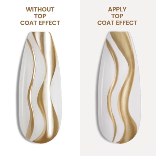 RARJSM Metallic Nail Art Gel Liner Bronze Gold Mirror Chrome 3D Effect Gel Nail Polish 8ml Build in Thin Brush Metal Painted Drawing Striper Painting Gel Polish Soak off Curing Requires for Home Salon