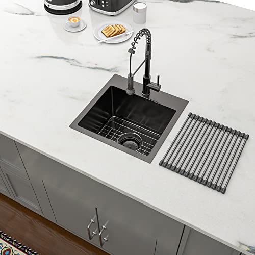 Lordear 36 Inch Drop in Kitchen Sink 36 x 19 Topmount Drop in Kitchen Sink 16 Gauge Stainless Steel Single Bowl Deep Kitchen Sink with Drain Strainer