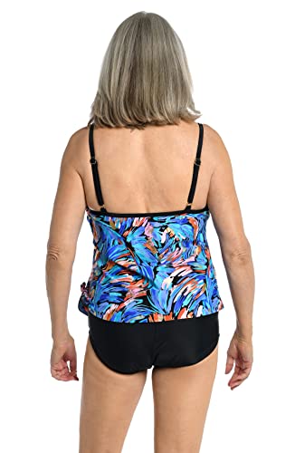 Maxine Of Hollywood Women's Standard Scoop Neck Faux Side Tie One Piece Swimsuit, Multi//Feathers & Flair, 10