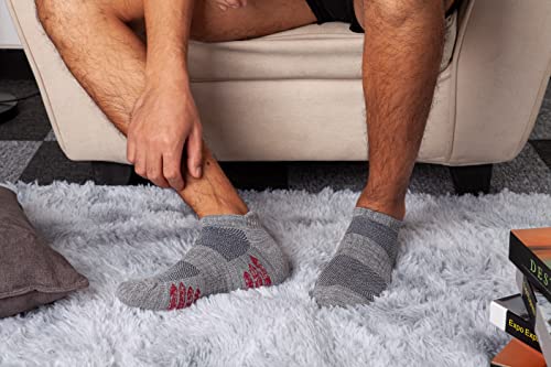 u&i Men's Performance Cushion Cotton Low Cut Ankle Athletic Socks with Tab, Grey (6-Pack)