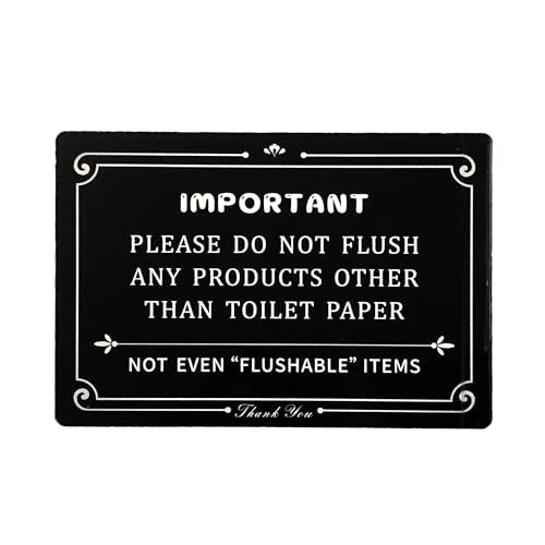 XUNWUXIAN Do Not Flush Sign (Acrylic 5x3.5 Black) Do Not Flush Feminine Products Sign for Farmhouse Bathroom Signs Rules Wall Decor Funny Toilet Paper Stickers Restroom Decor Sign