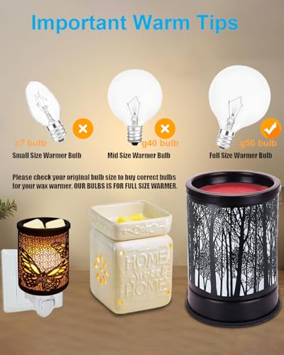 SerBion 20 Watt Light Bulbs for Wax Warmers, Candle Lamps Light Bulbs for Mid-Size Scentsy Warmer and Candle Warmers, Candle lamp e12 Base, Dimmable, Warm White, High Temperature Resistance(6PCS)