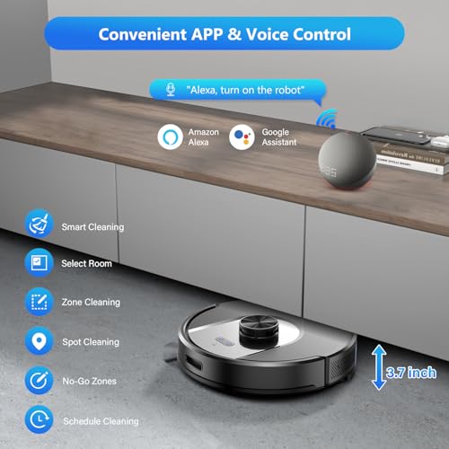Tikom Robot Vacuum and Mop, L8000 Laser LiDAR Navigation Robotic Vacuum, 3000Pa Suction, 150Mins Max, 45dB, 14 No-Go Zones, 20 Virtual Walls, Self-Charging, Good for Pet Hair, Carpet, Hard Floor