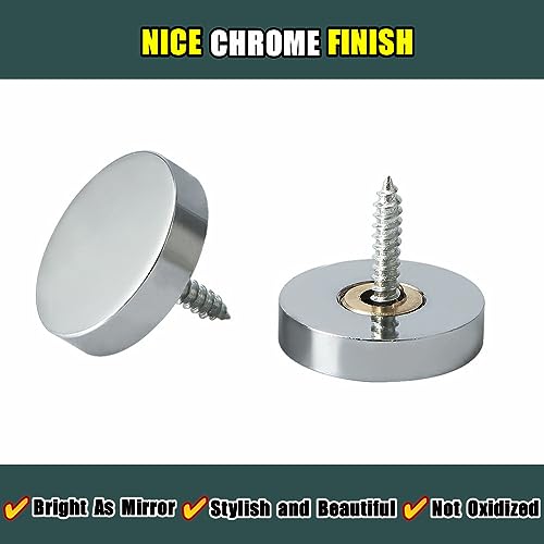 Alise Brass Screw Covers Caps,Decorative Mirror Screws Cap Nails,1 Inch Dia Upholstery Screws Head Covers,Chrome Finish ZS008-4P,Pack of 4