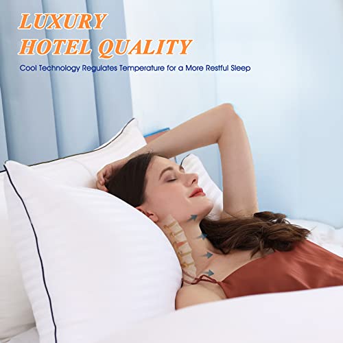SEMZSOM Hotel Pillows for Sleeping Standard Size Set of 2, Soft Down Alternative Pillow for Side, Back or Stomach Sleeper, Light Grey