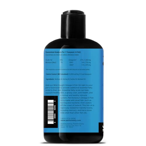 PetHonesty Omega 3 Fish Oil Supplement for Dogs & Cats (32oz), Wild Caught Omega 3 Fish Oil for Skin and Coat Health, Supports Shedding, Skin & Coat, Immunity, Joint, Brain & Heart, EPA + DHA