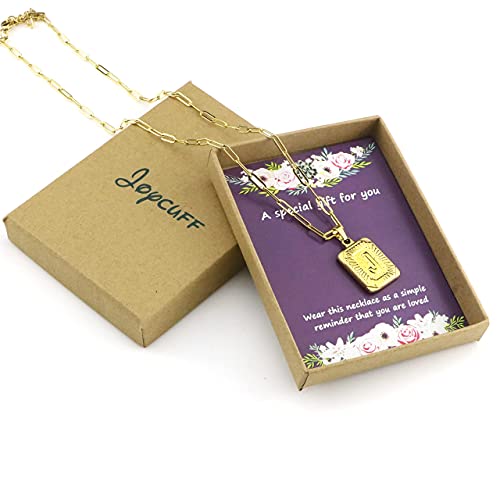JoycuFF Neclaceses for Women Paperclip Gold Planted Stainless Steel Chain Pendant Necklace Jewelry Gifts for Mother Daughter Sister Square Letter S