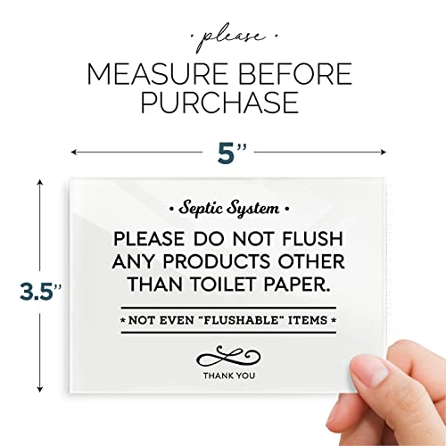 3.5x5 Inch Septic System Bathroom Sign, Do Not Flush Rules ~ Ready to Stick ~ Premium Finish, Durable